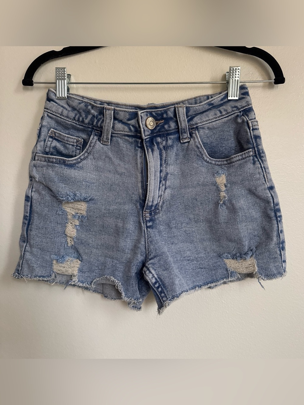 Justice Light Blue Distressed Denim Jean Shorts